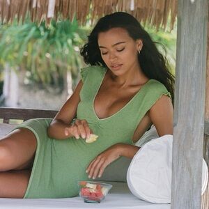 Indah Green Bijous Mini Dress